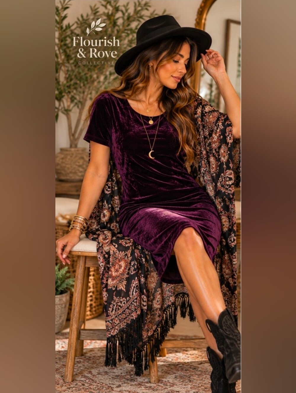 Vintage Dressing Clio Purple Crushed Velvet Knee Length Dress S Made in USA
